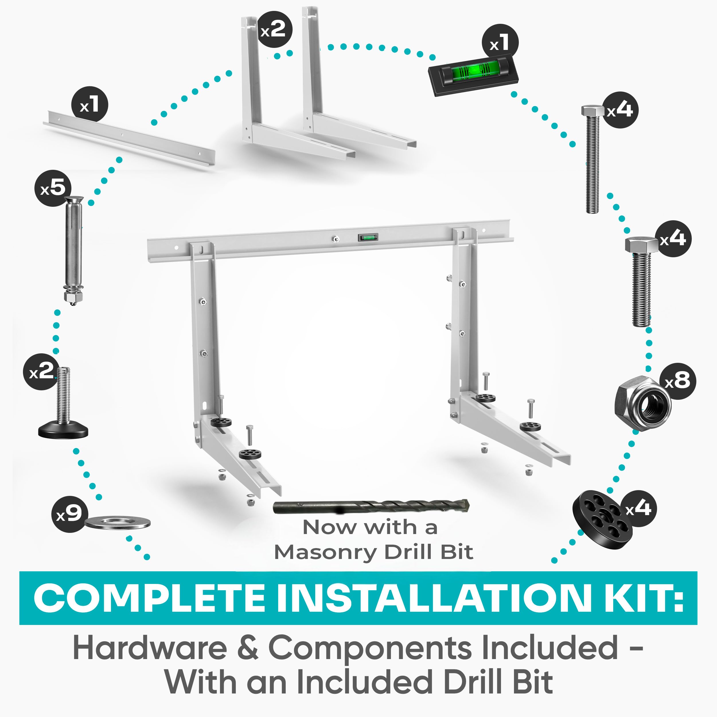 AC MountSolutions galvanized steel bracket with weatherproof coating resists outdoor corrosion