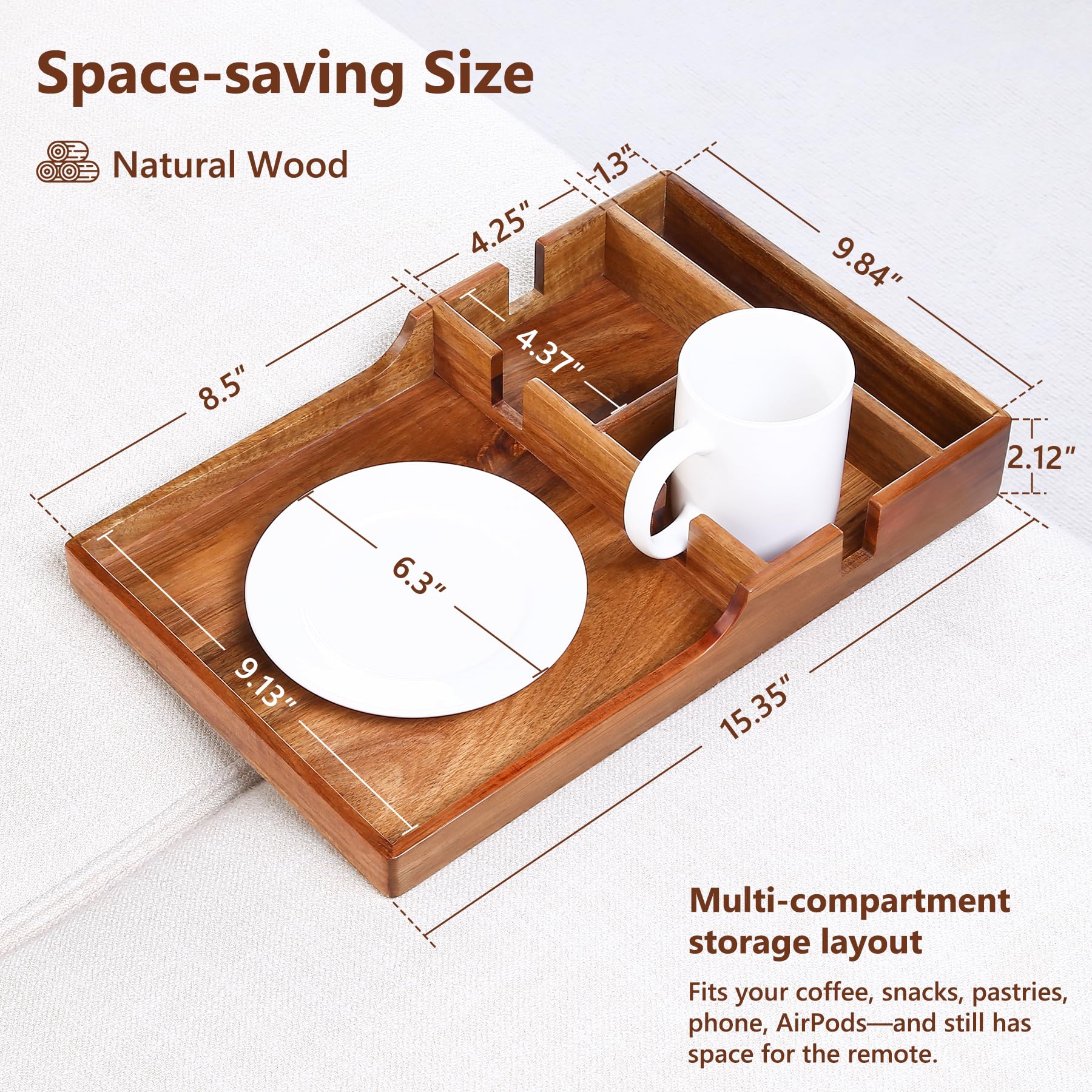 Acanacle acacia wood tray surface showing natural grain and durability