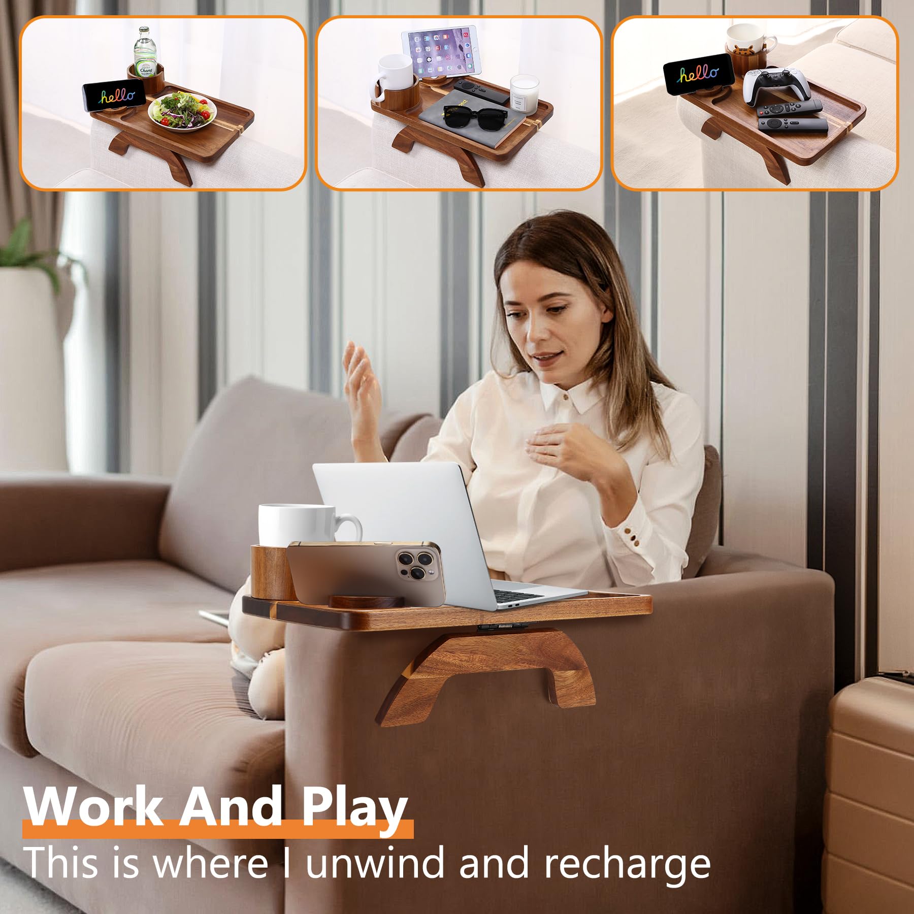 Acanacle anti-slip pads protect furniture and stabilize the tray