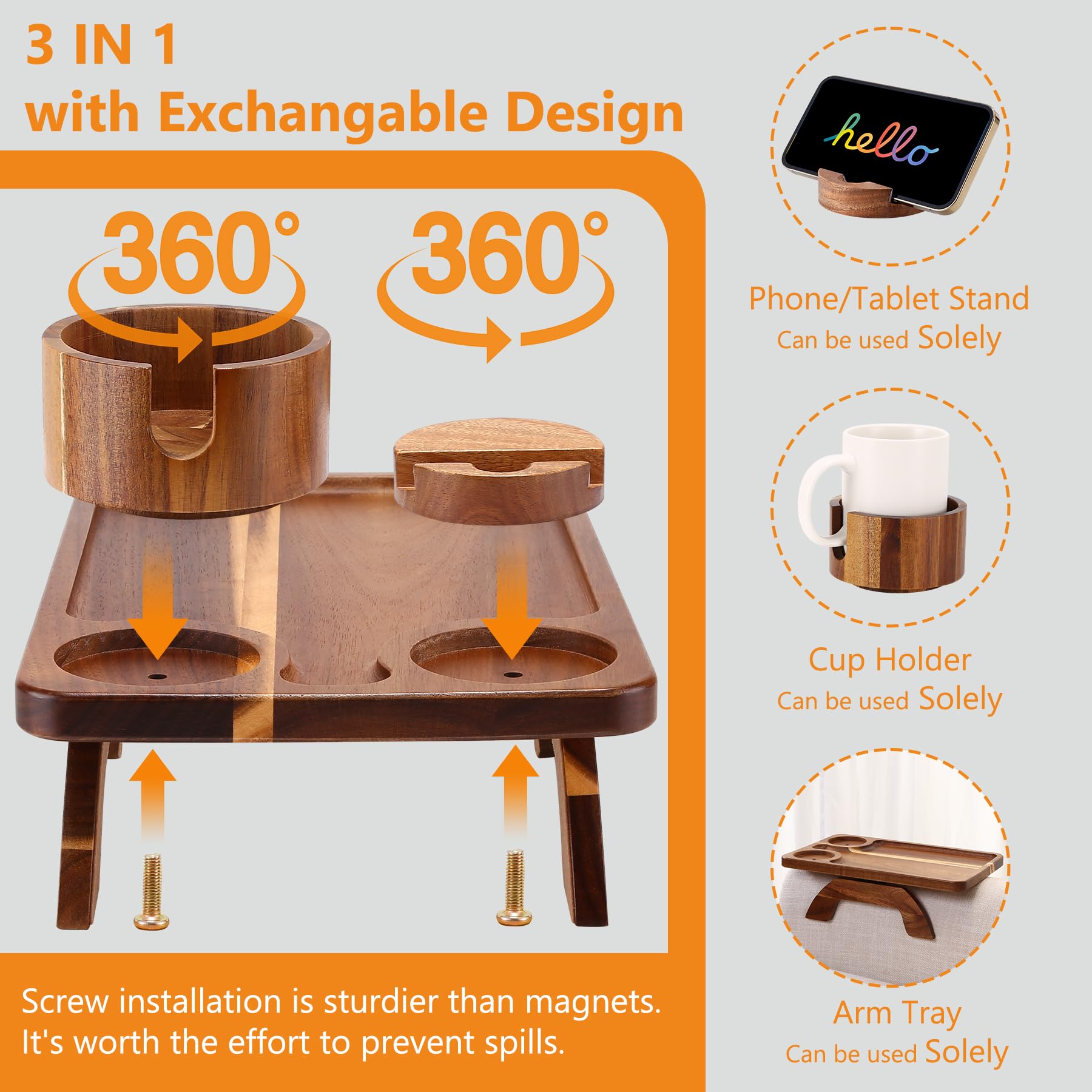 Acanacle arm-fit up to 12.2 inches ensures versatile attachment