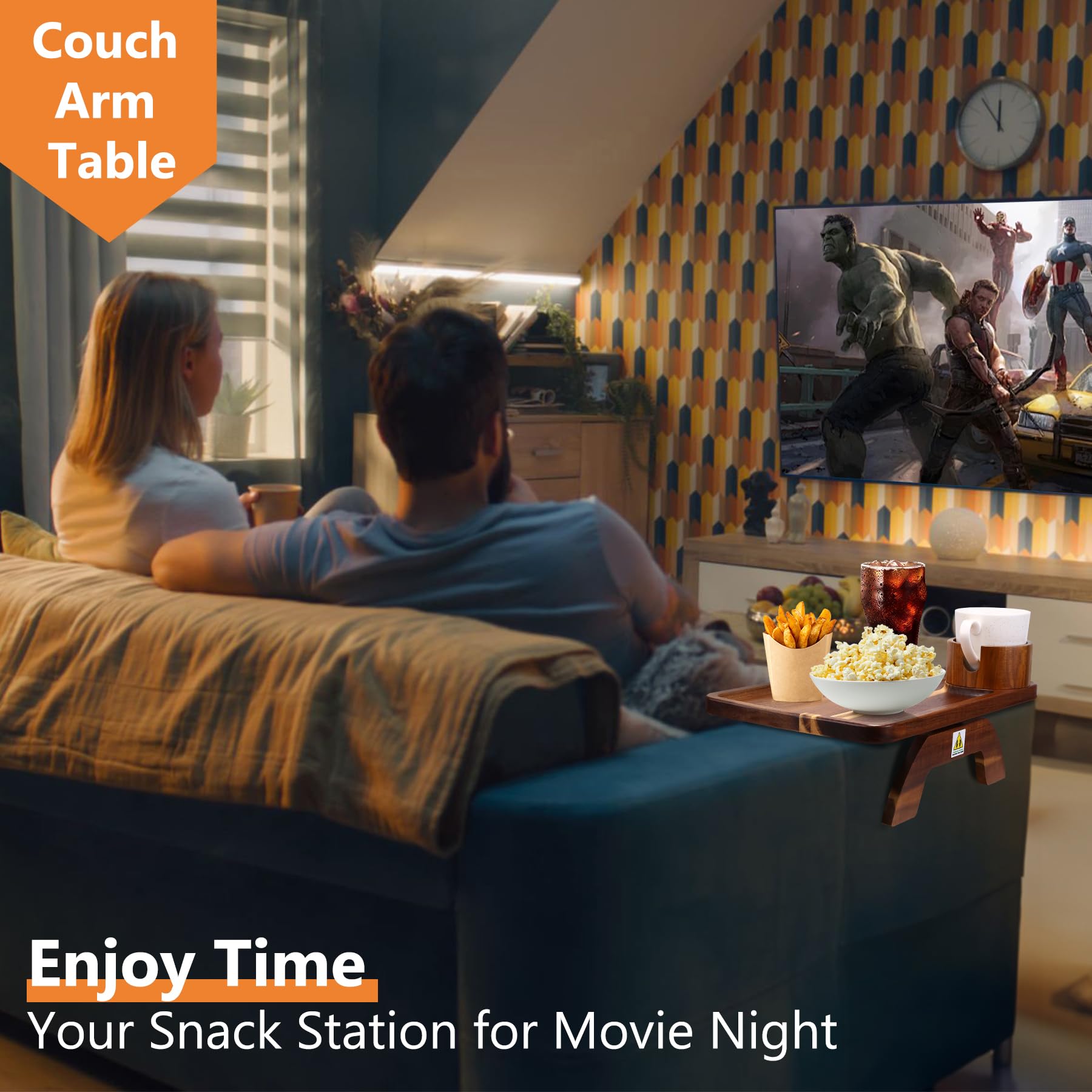 Acanacle clip-on tray for snacks and drinks within reach