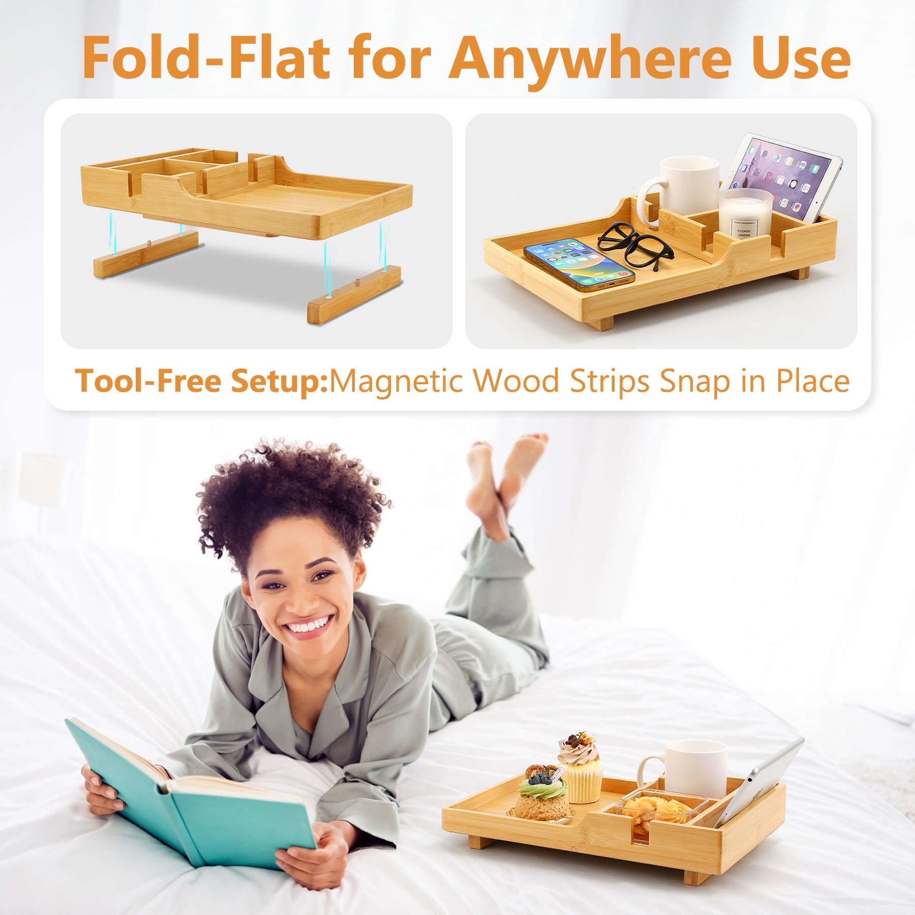 Acanacle couch-tray remote-slot keeps remotes organized and accessible.