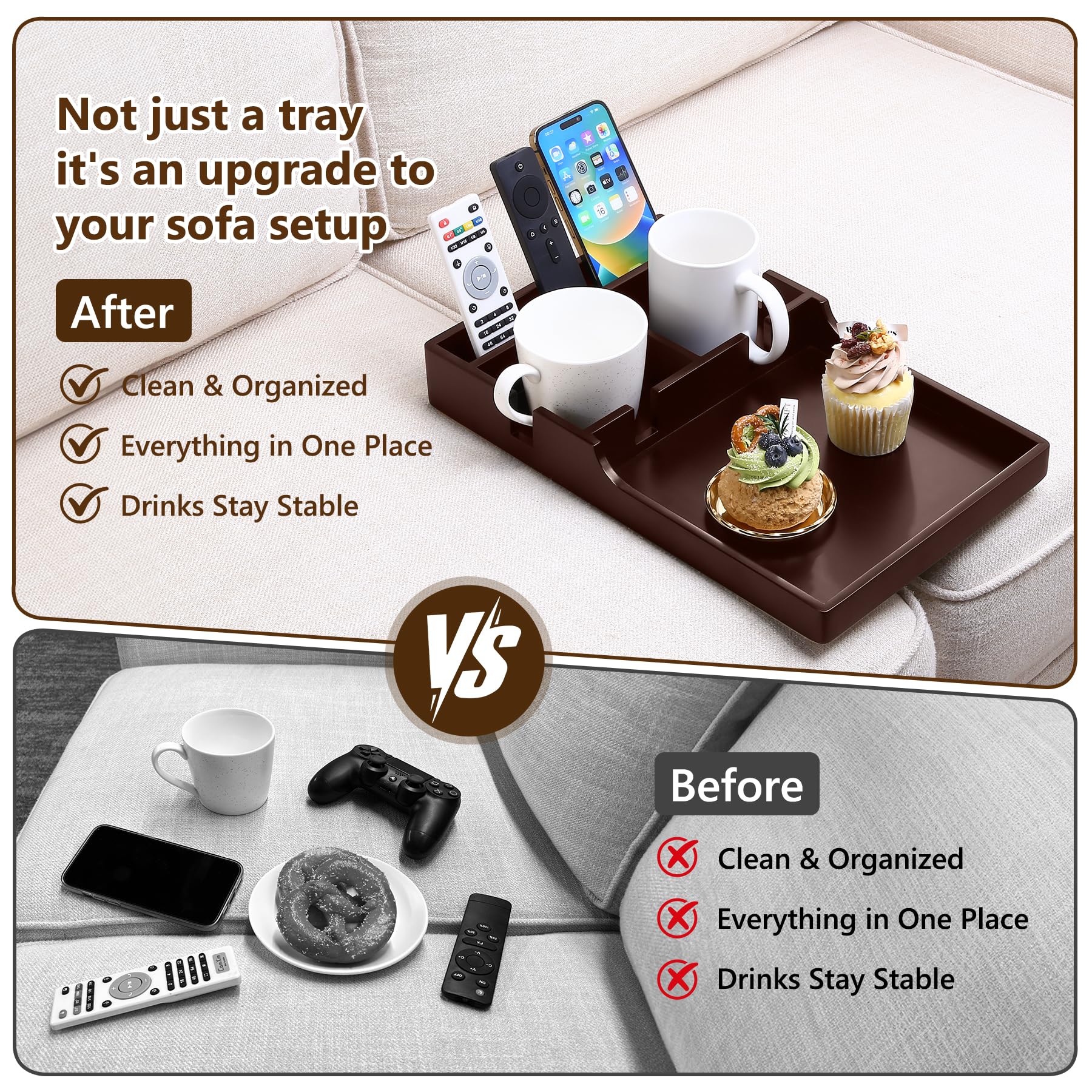 Acanacle smooth bamboo surface cleans quickly for everyday use.