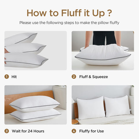 Acanva king size pillows 4-pack — side profile, soft yet supportive contour to head and neck