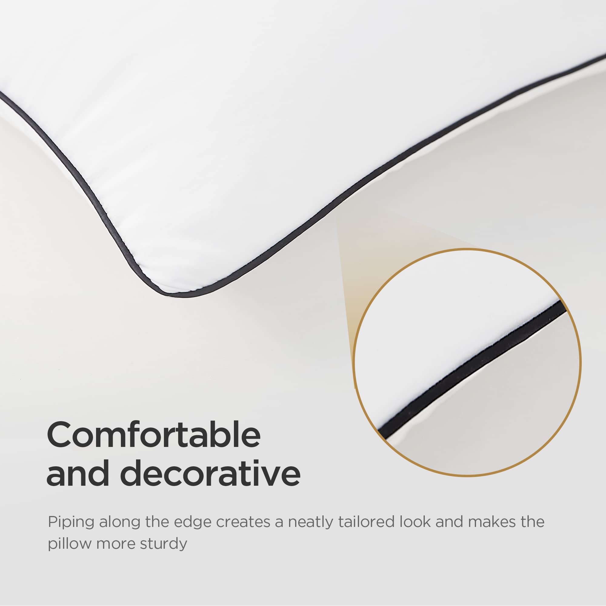 Acanva edge piping detail on the pillow for a neat hotel-style finish