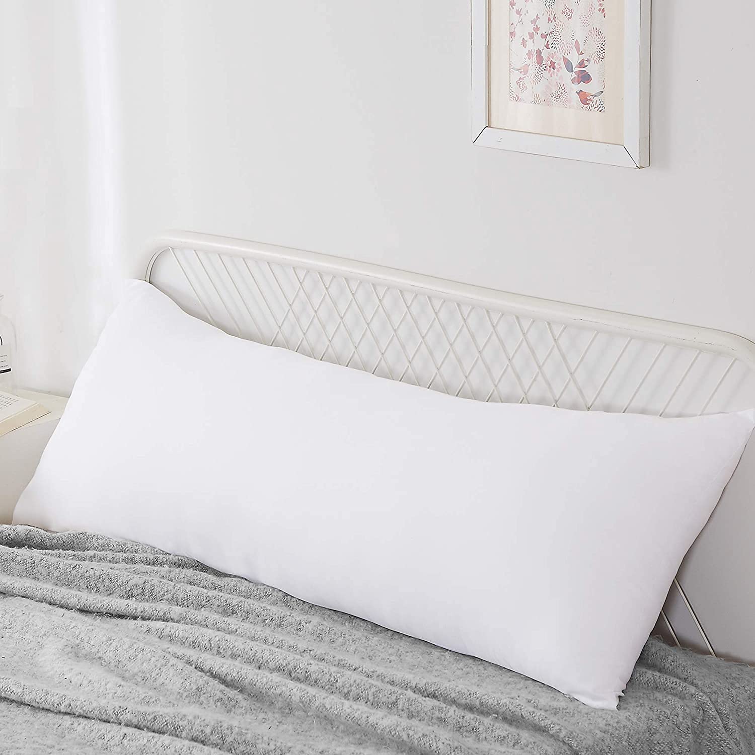 Acanva side-sleeper comfort 20x60 white pillow insert helps align neck and spine