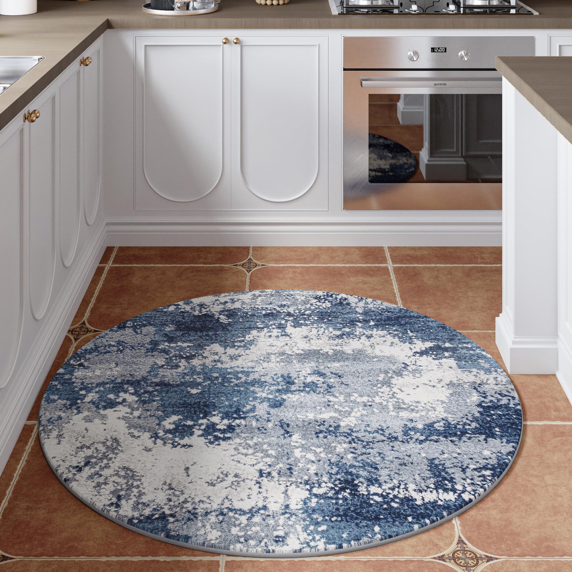Acapet abstract navy pattern rug adds modern style