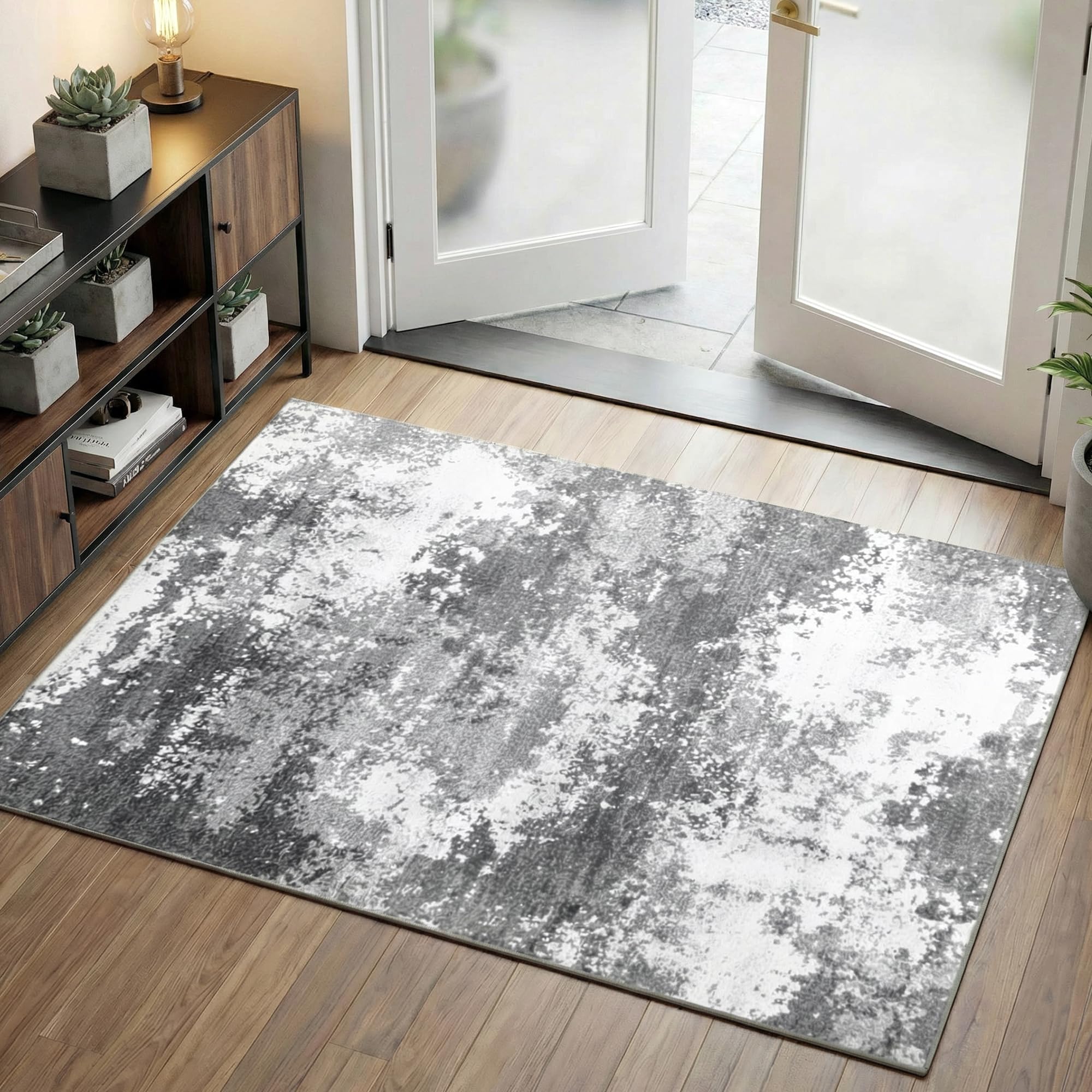 Acapet entryway rug grey 3x5 front door mat with abstract design, ideal for entrances.