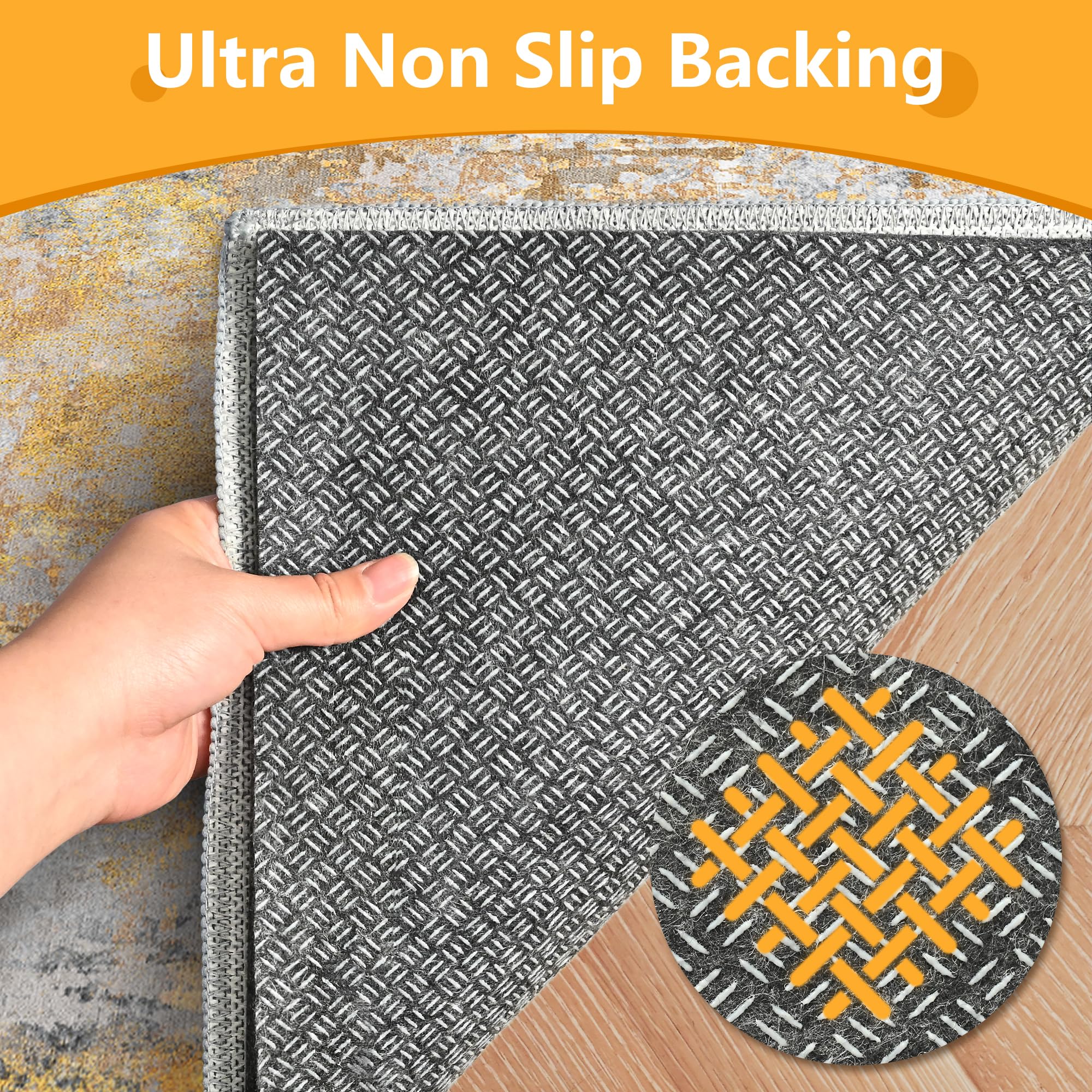 Acapet rug pad gripper closeup shows dense felt cushioning for comfort