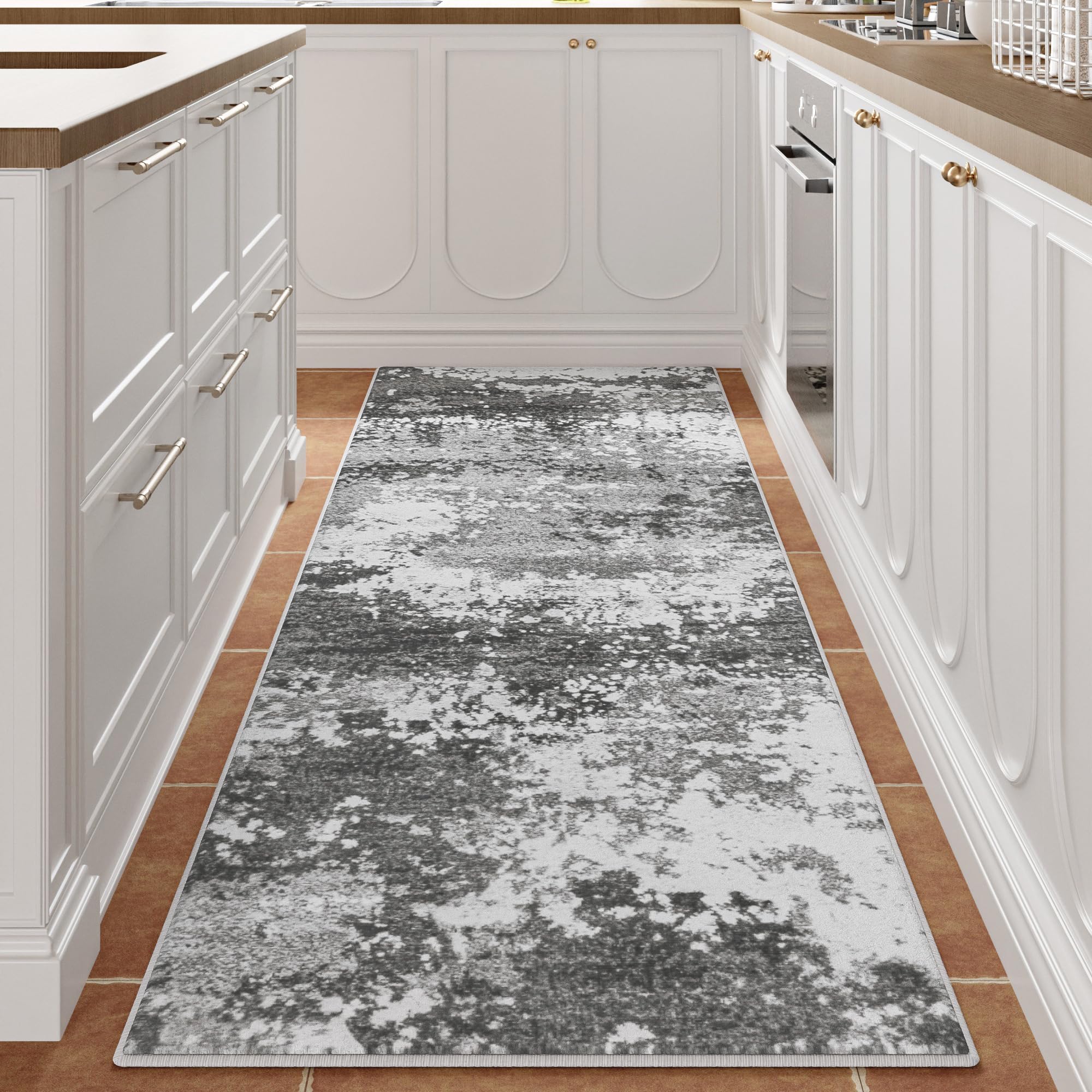 Acapet abstract gray pattern rug runner adds modern style to living spaces