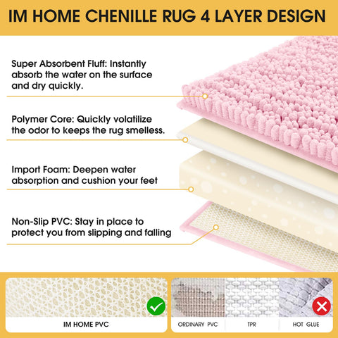 ACCUMTEK chenille fabric closeup pink shows high-density pile for plush softness.