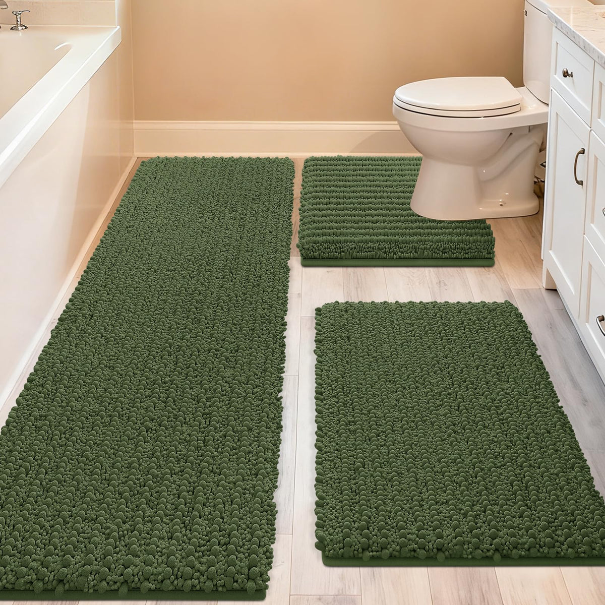 ACCUMTEK upgrade extra-large bath rug 48x20 offers plush comfort for tired feet.