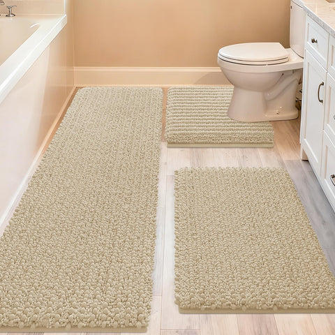 ACCUMTEK Upgrade 48x20 bath rug with plush chenille for dry feet.