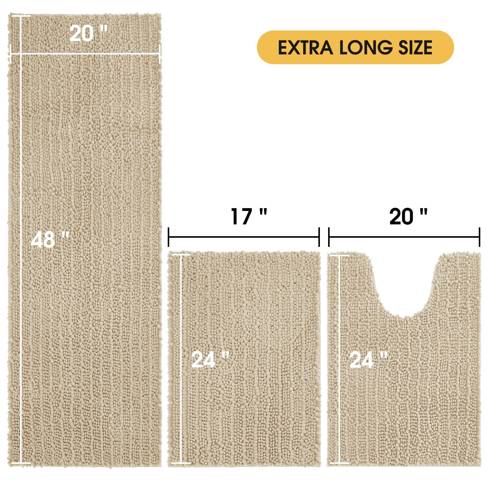 ACCUMTEK non-slip backing keeps the rug firmly in place on bathroom floors.
