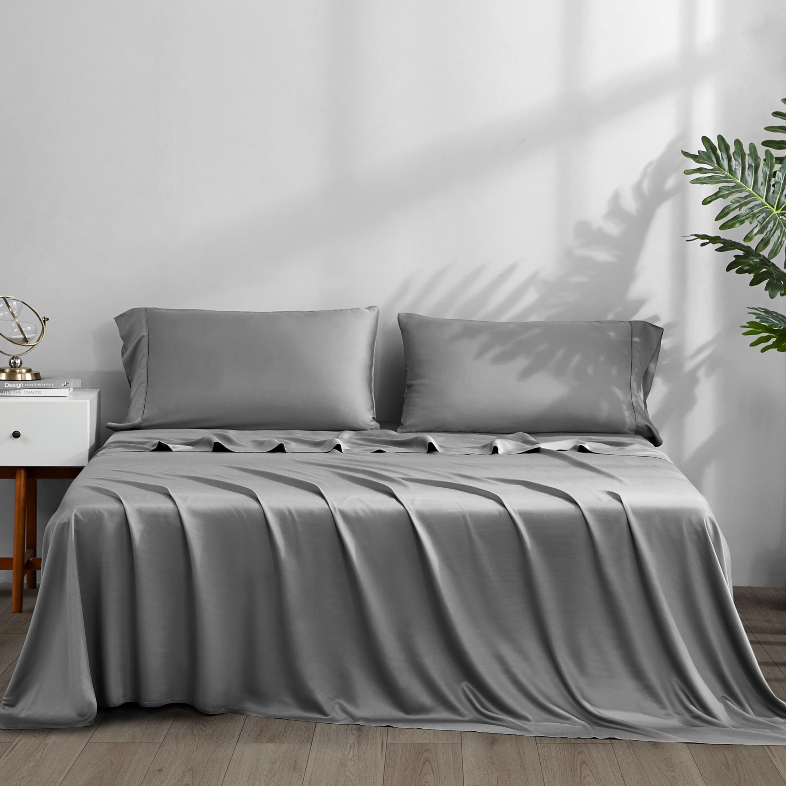 ACCURATEX cooling sheets king-size set on bed for silky, cool sleep