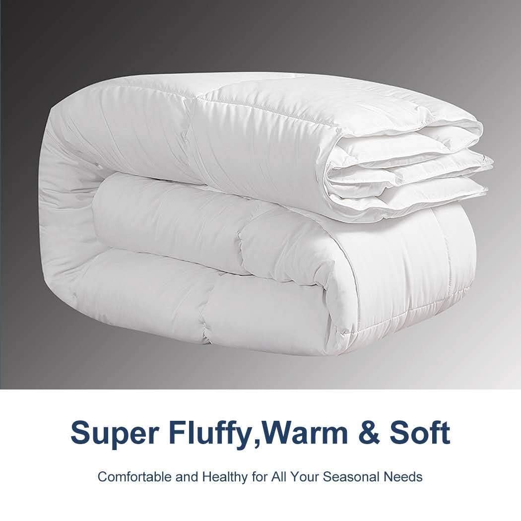 Corner tabs visible on ACCURATEX duvet insert to secure duvet cover.