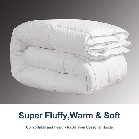 Corner tabs visible on ACCURATEX duvet insert to secure duvet cover.