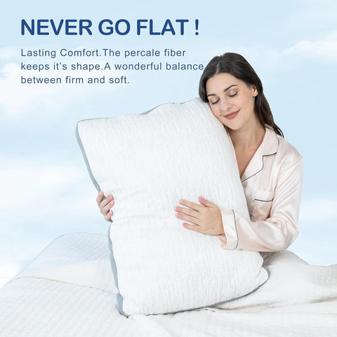 ACCURATEX shredded memory foam core pillow contours to head and neck.