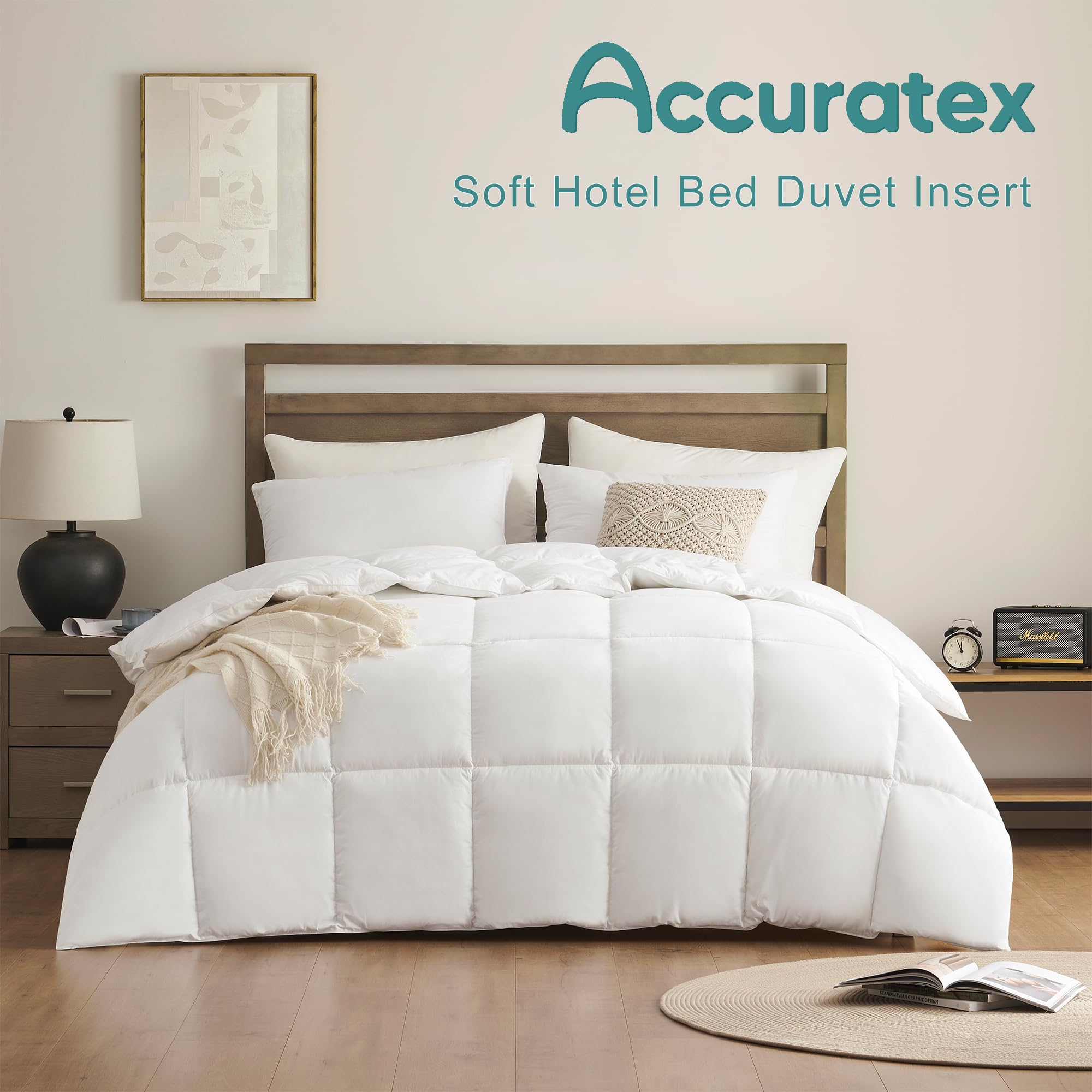 ACCURATEX Queen duvet insert corner tabs secure the duvet cover.