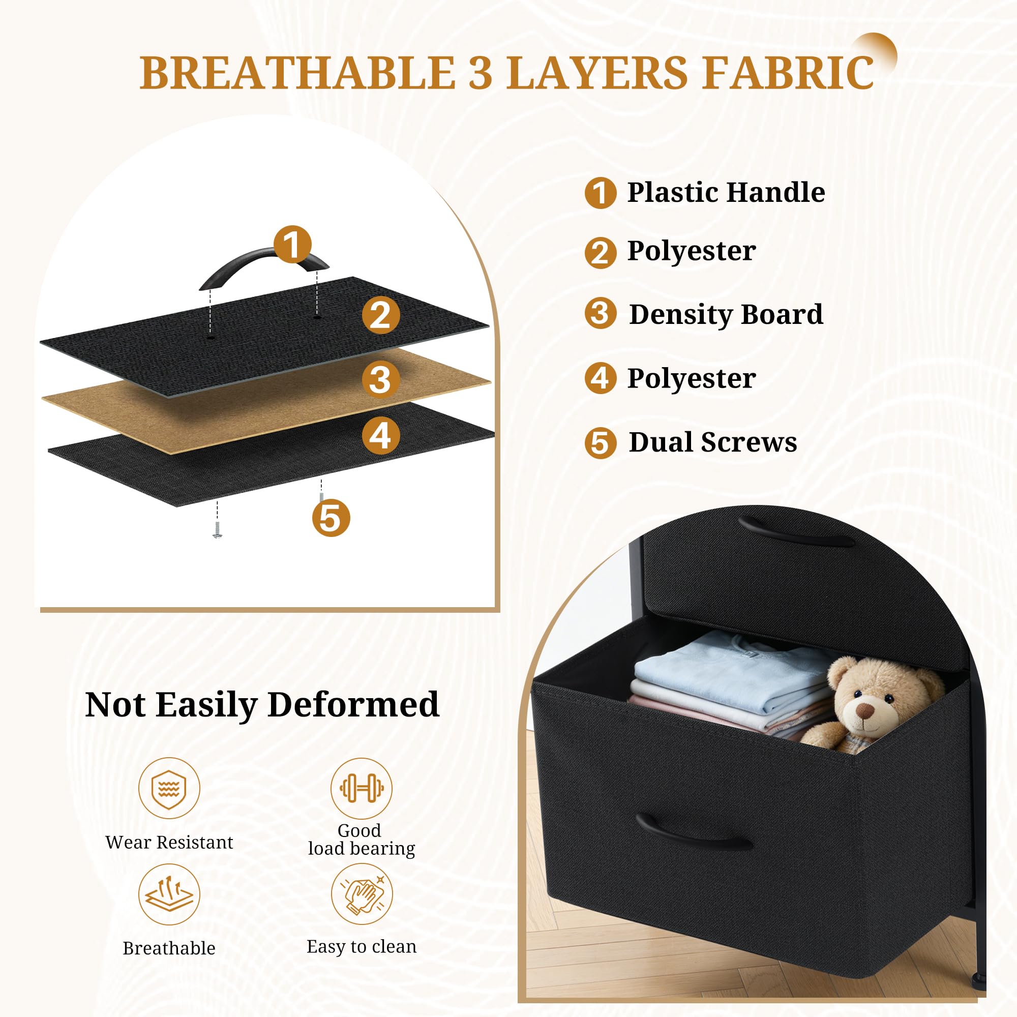 Accver nightstand with drawers open, showing concealed storage for bedtime essentials.