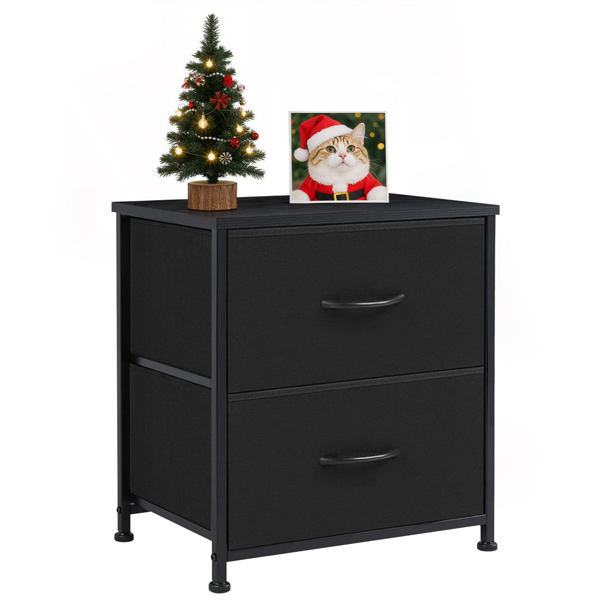 Accver nightstand front view with two drawers for bedside storage.