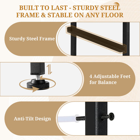Stable steel frame supports durable Accver nightstand in bedrooms.