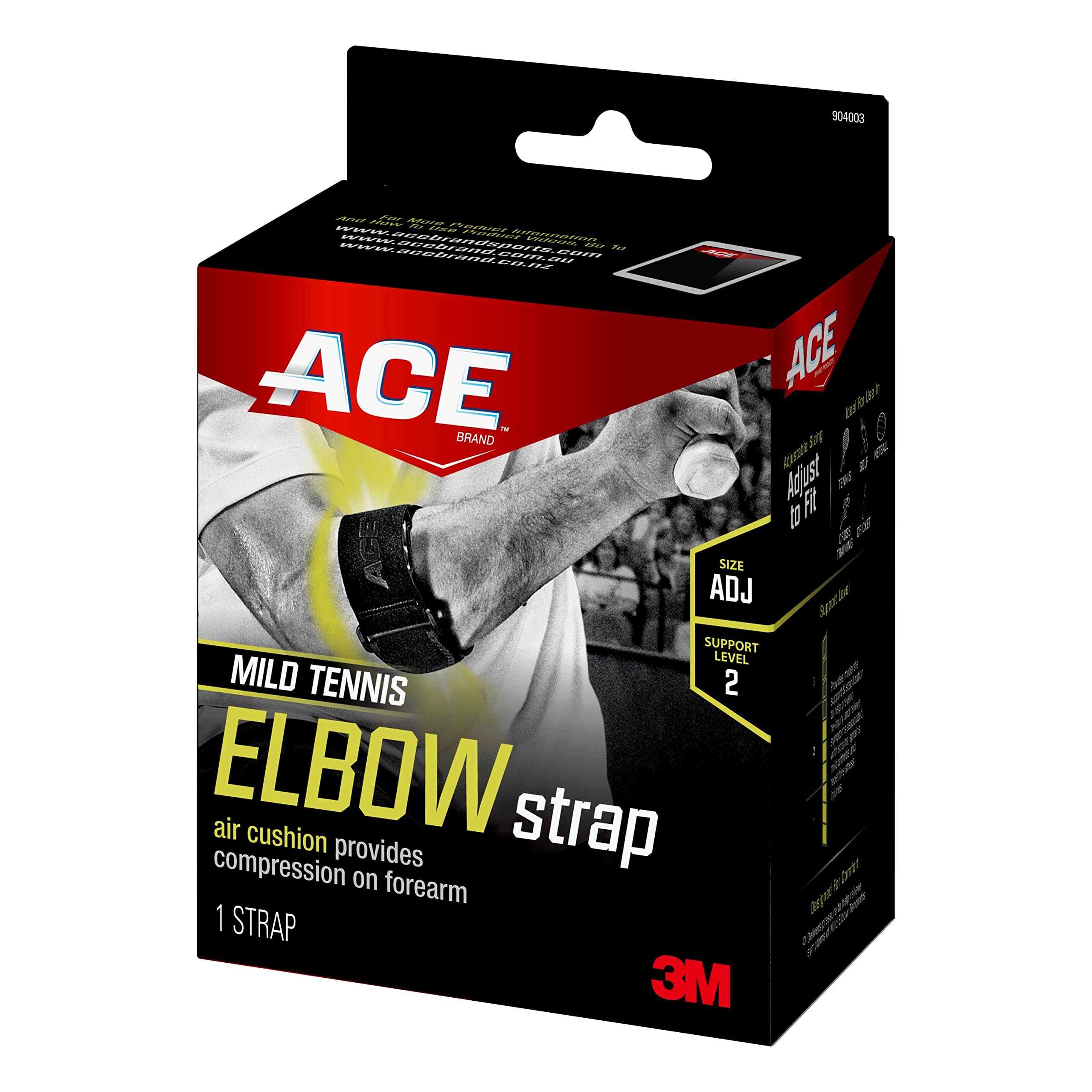 ACE Sport Elbow Strap compact packaging for tidy storage when not in use.