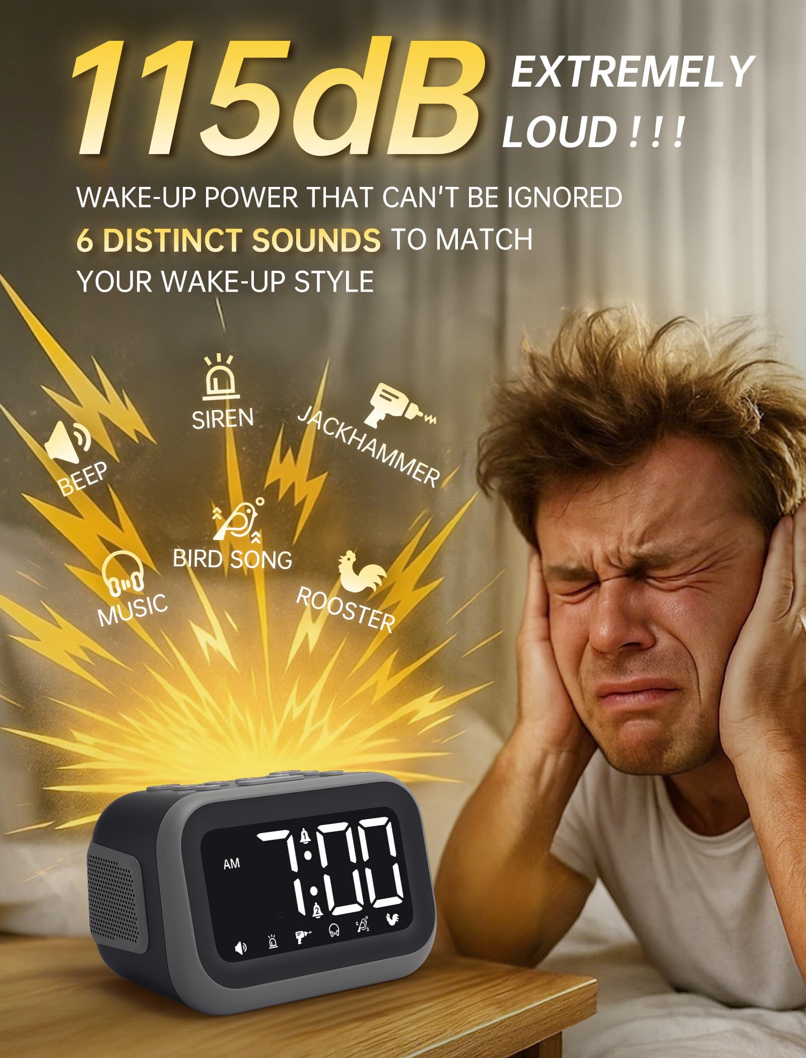 Acedeck clock displaying dual alarms for different schedules.