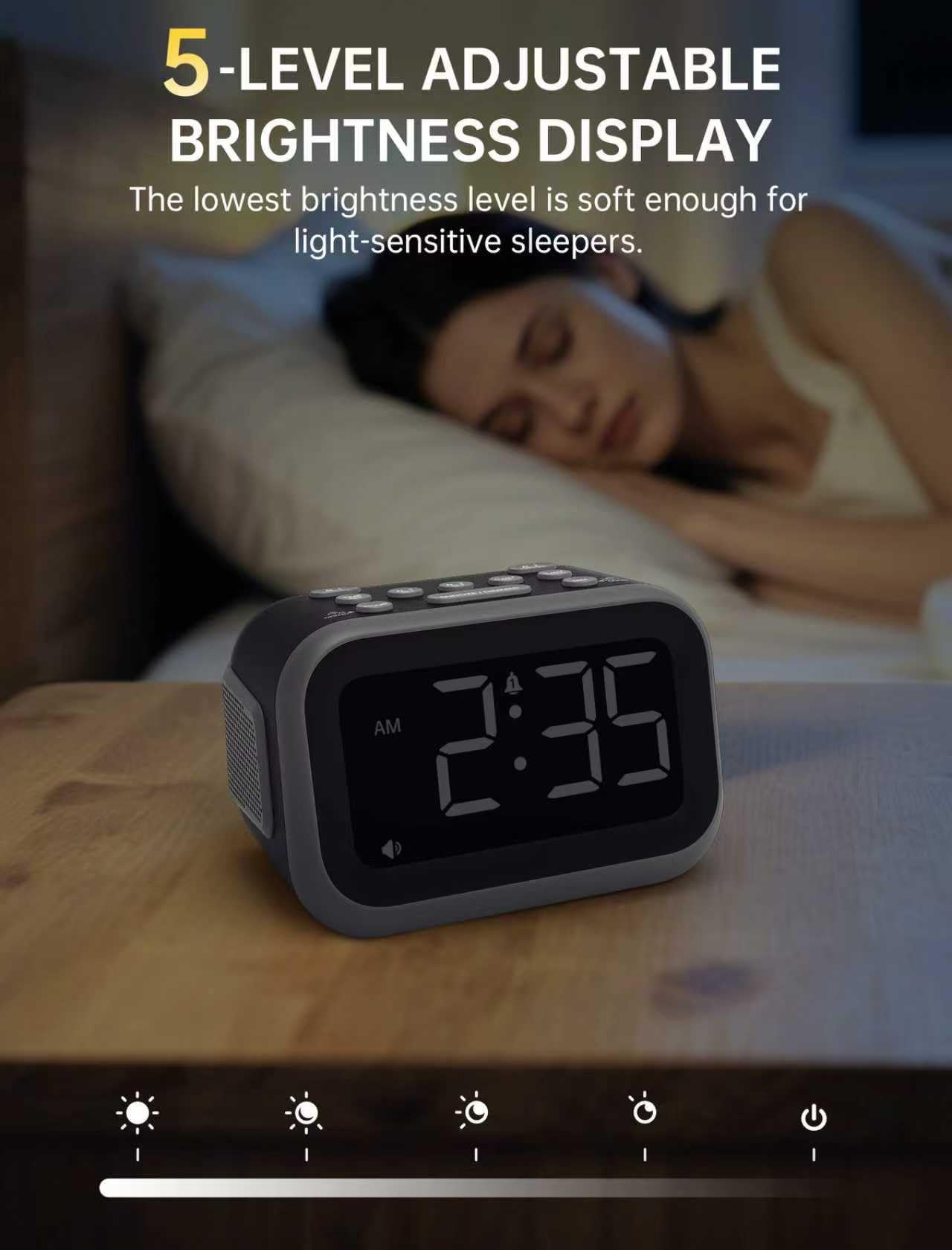 Acedeck 4.2-inch LED display with adjustable brightness.