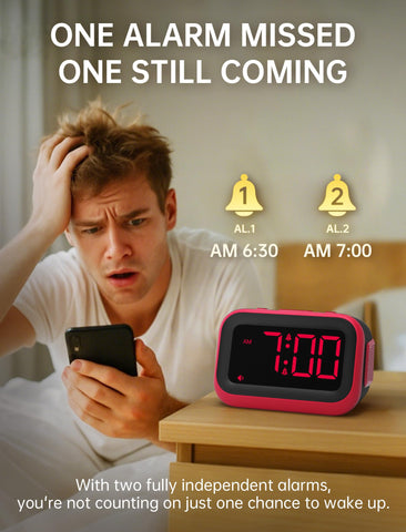 Acedeck alarm clock snooze feature offers quick extra rest between alarms