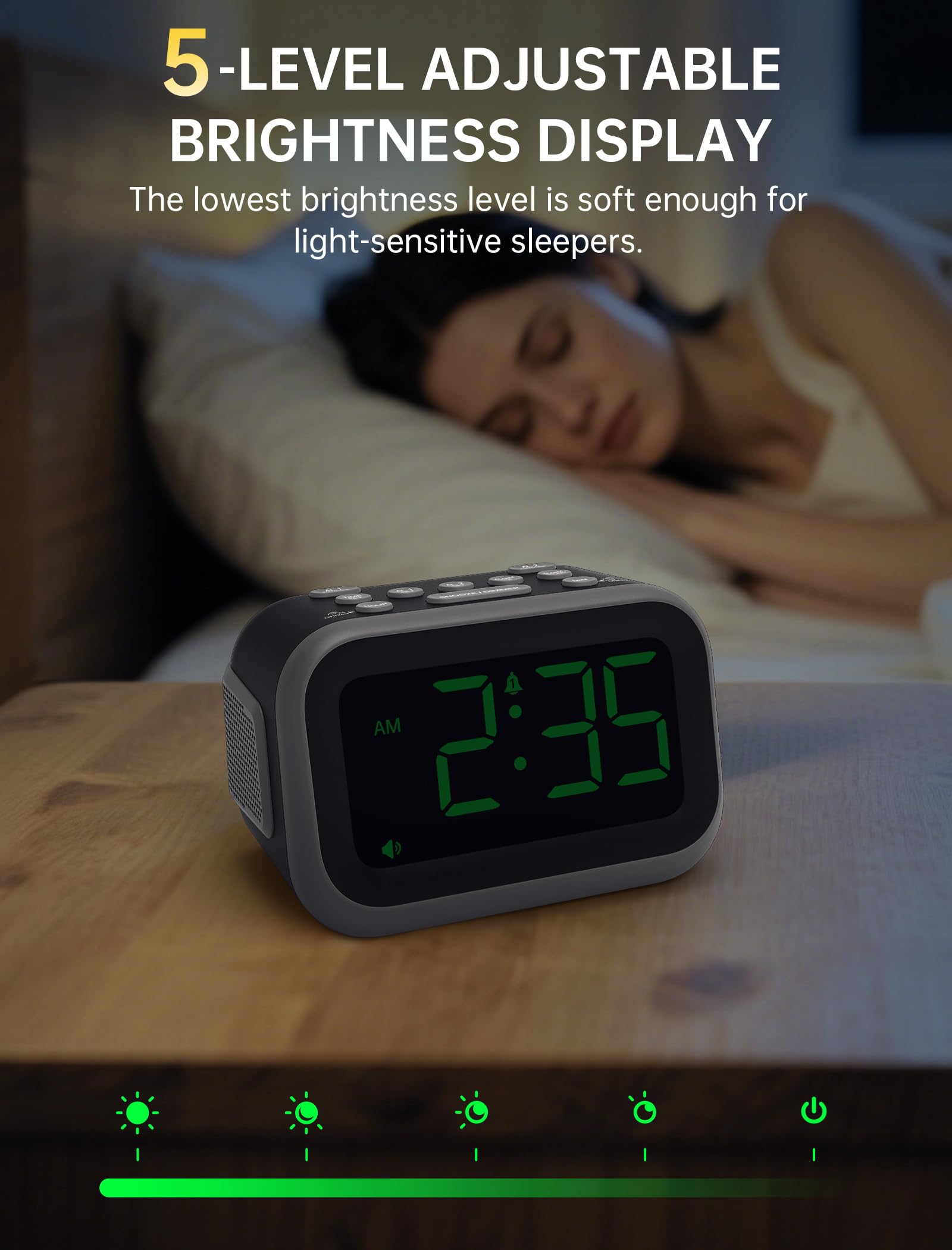 Acedeck USB charging port keeps your phone powered while alarms ring