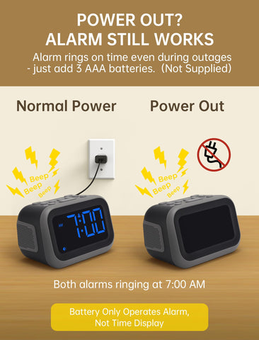 Acedeck AAA battery backup keeps alarms during outages.