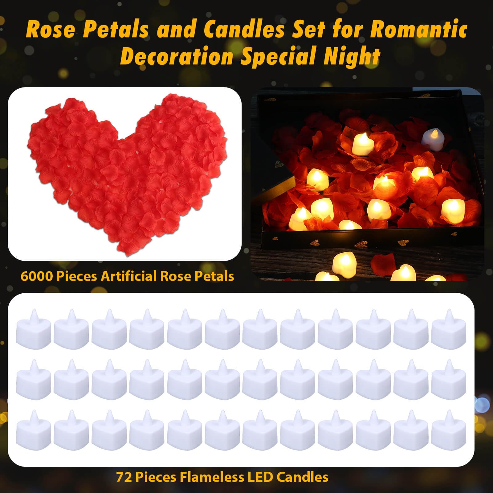 Acejoz heart-shaped candles emit warm light for intimate ambiance