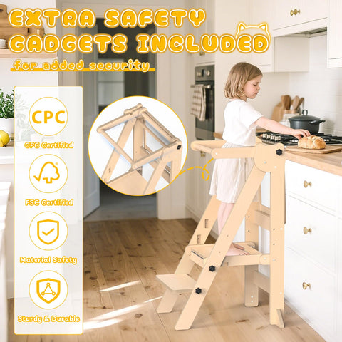 Acenova foldable tower showing three adjustable height levels for growth.