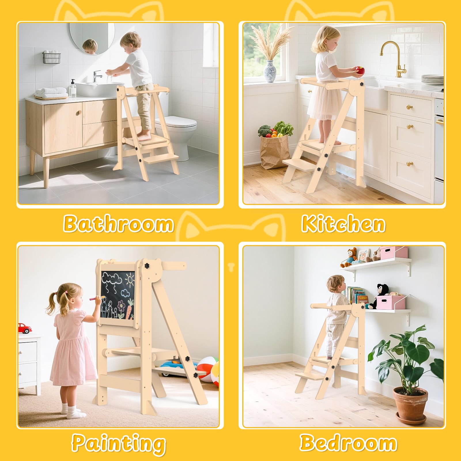 Acenova Montessori-inspired learning tower promotes independence.
