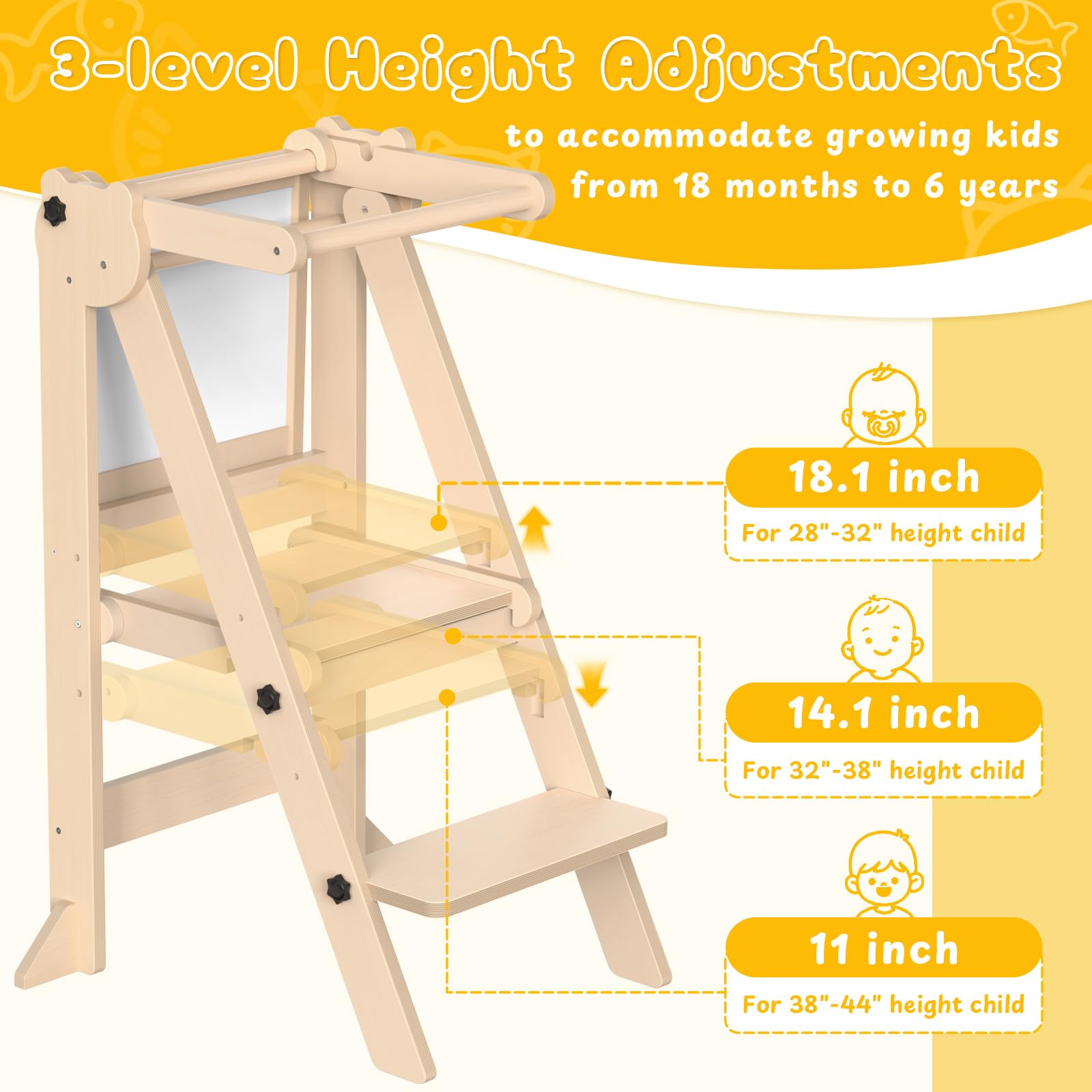 Acenova natural solid wood construction for sturdy, long-lasting use.