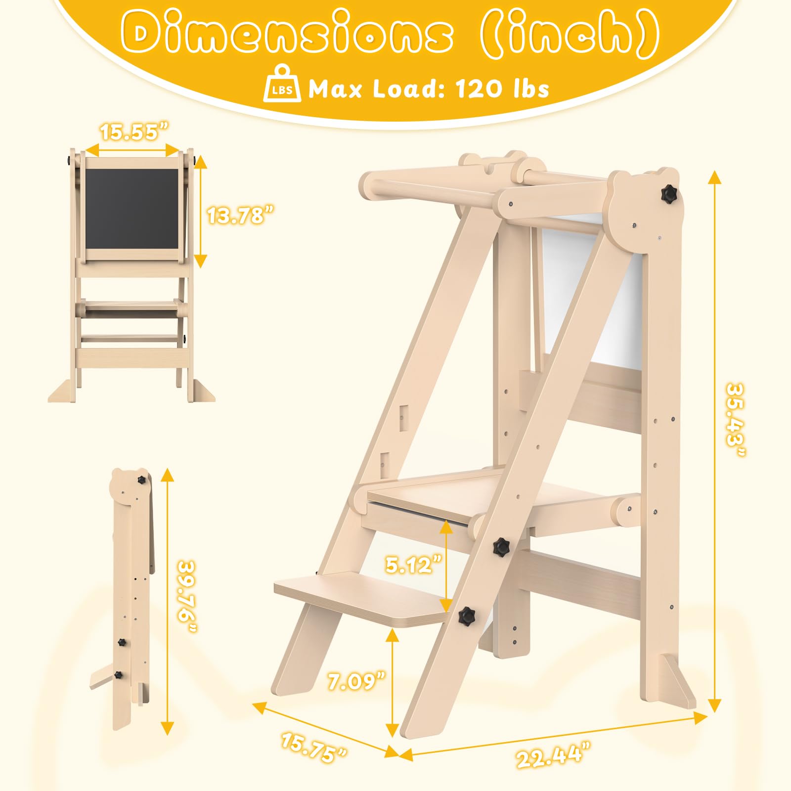 Acenova wide base and safety rails ensure stable support.