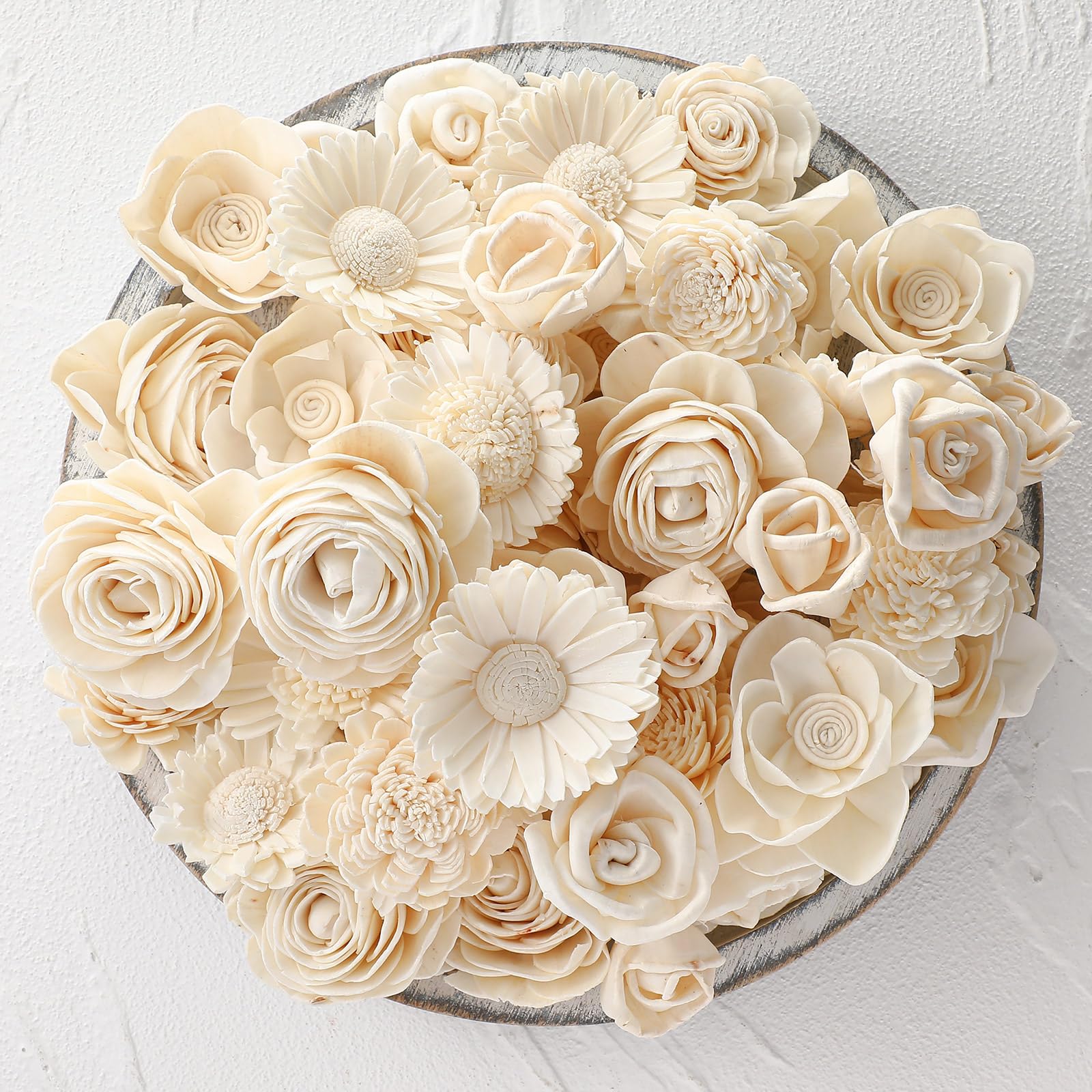 AceOrbit 50pc Sola Wood Flowers assortment for customizable bouquets and decor.
