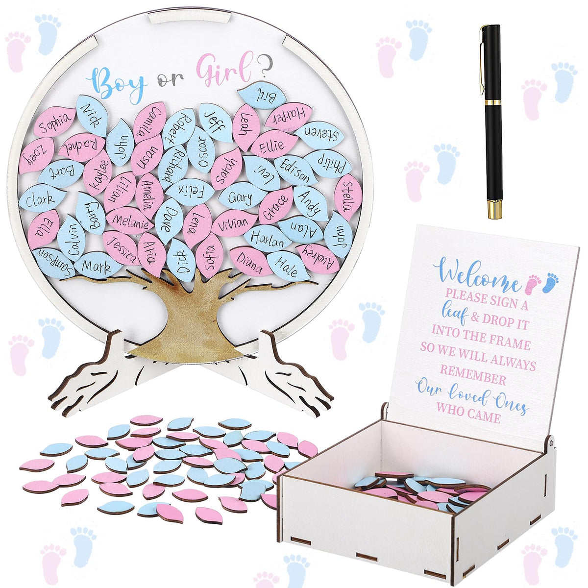 AceOrbit gender reveal box with display stand for elegant keepsake presentation.