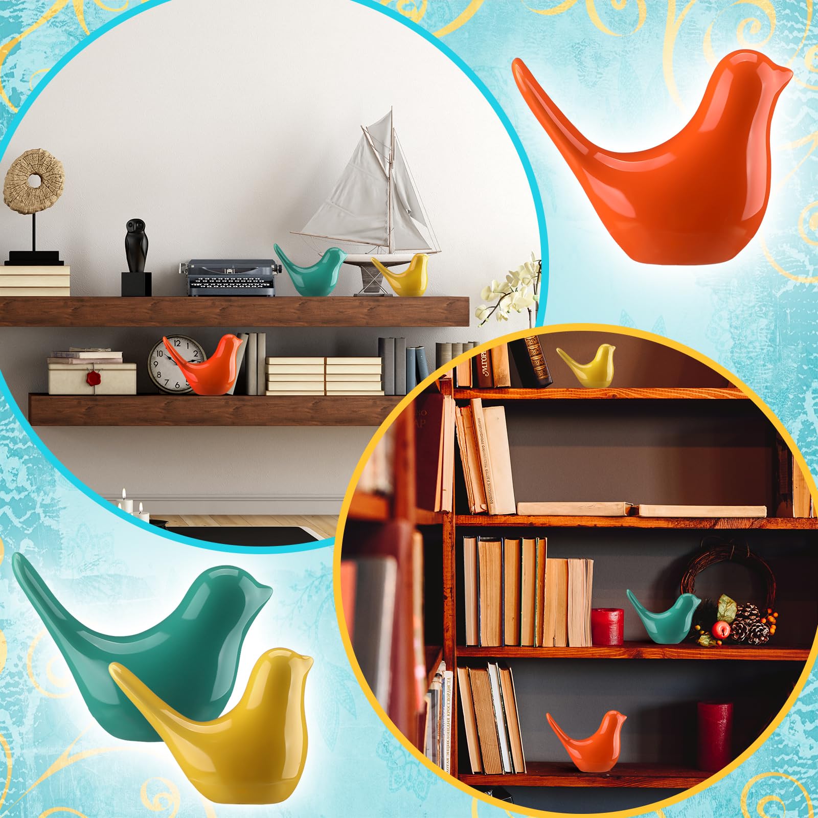 AceOrbit medieval bird decor collection elevates shelves or tabletops