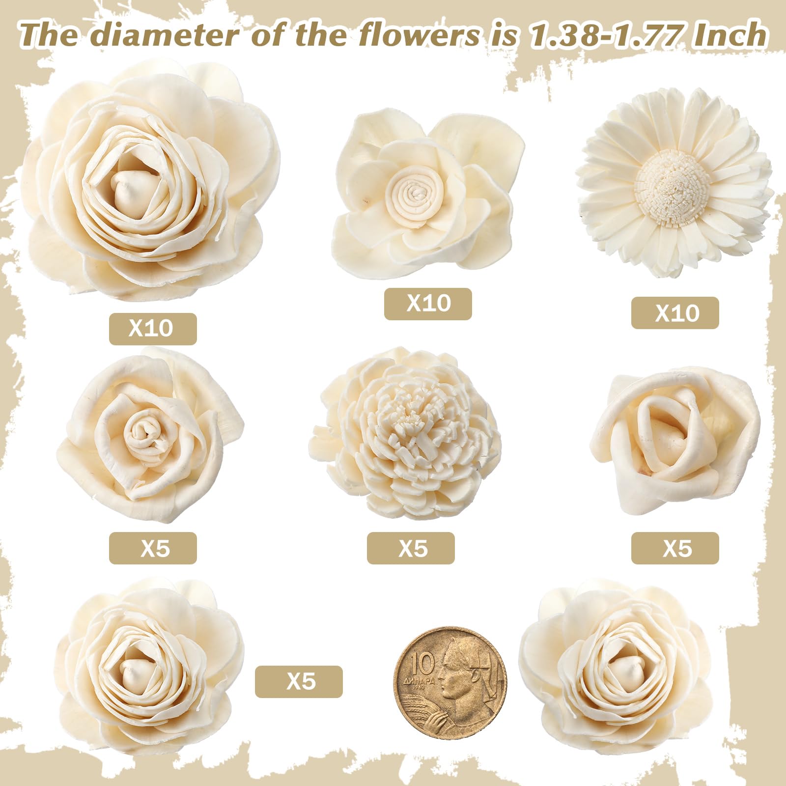 AceOrbit Sola Wood Flowers close-up showing soft texture for DIY bouquets.