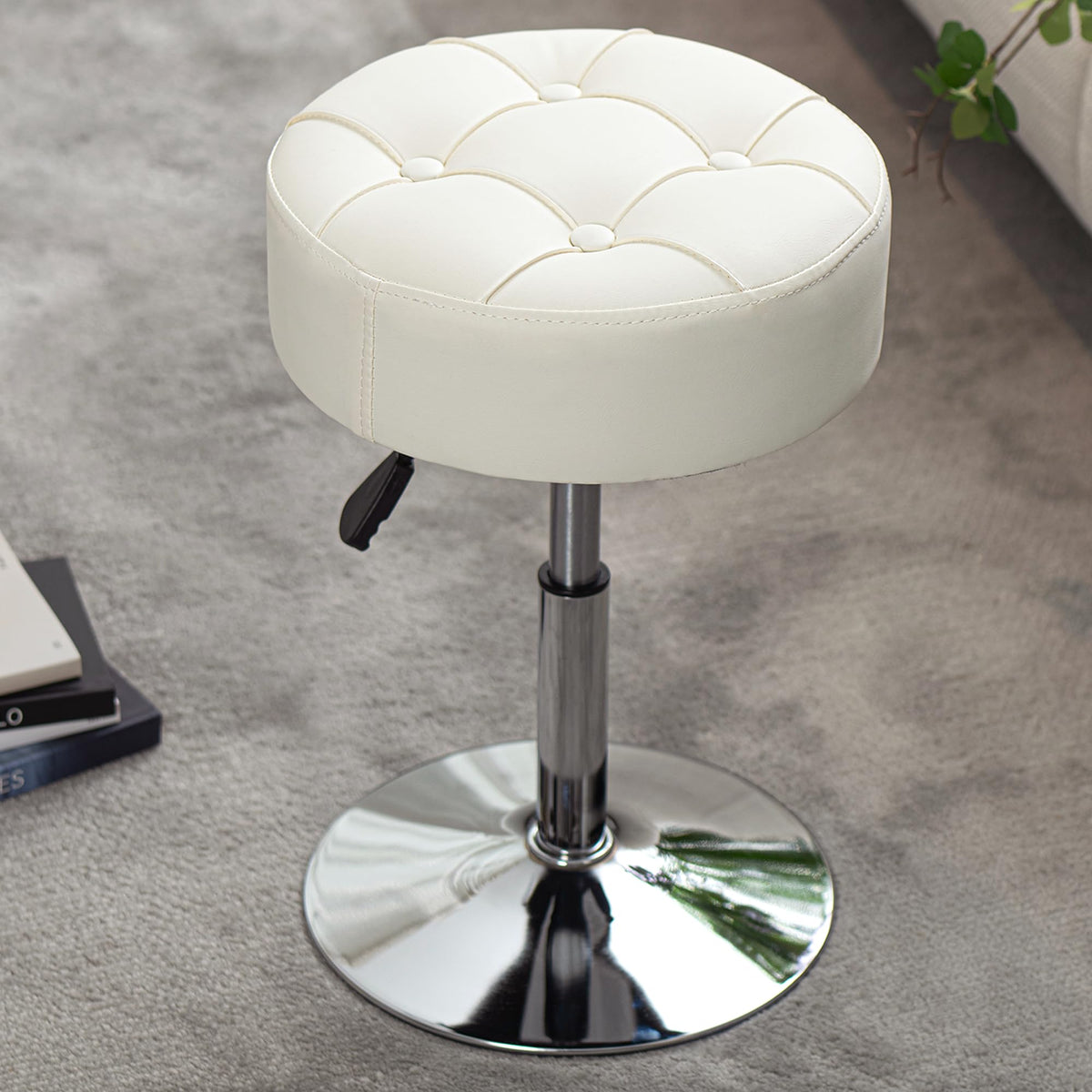 ACEQLYT vanity stool with swivel base for effortless makeup application