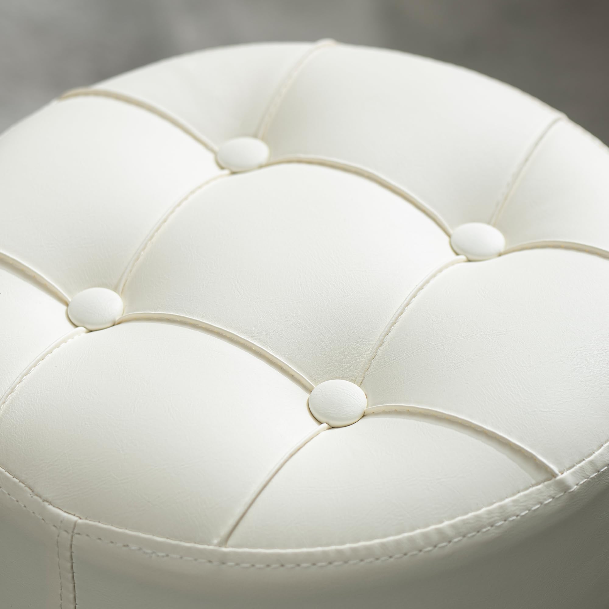 ACEQLYT vanity chair demonstrates height adjustment for ergonomic seating