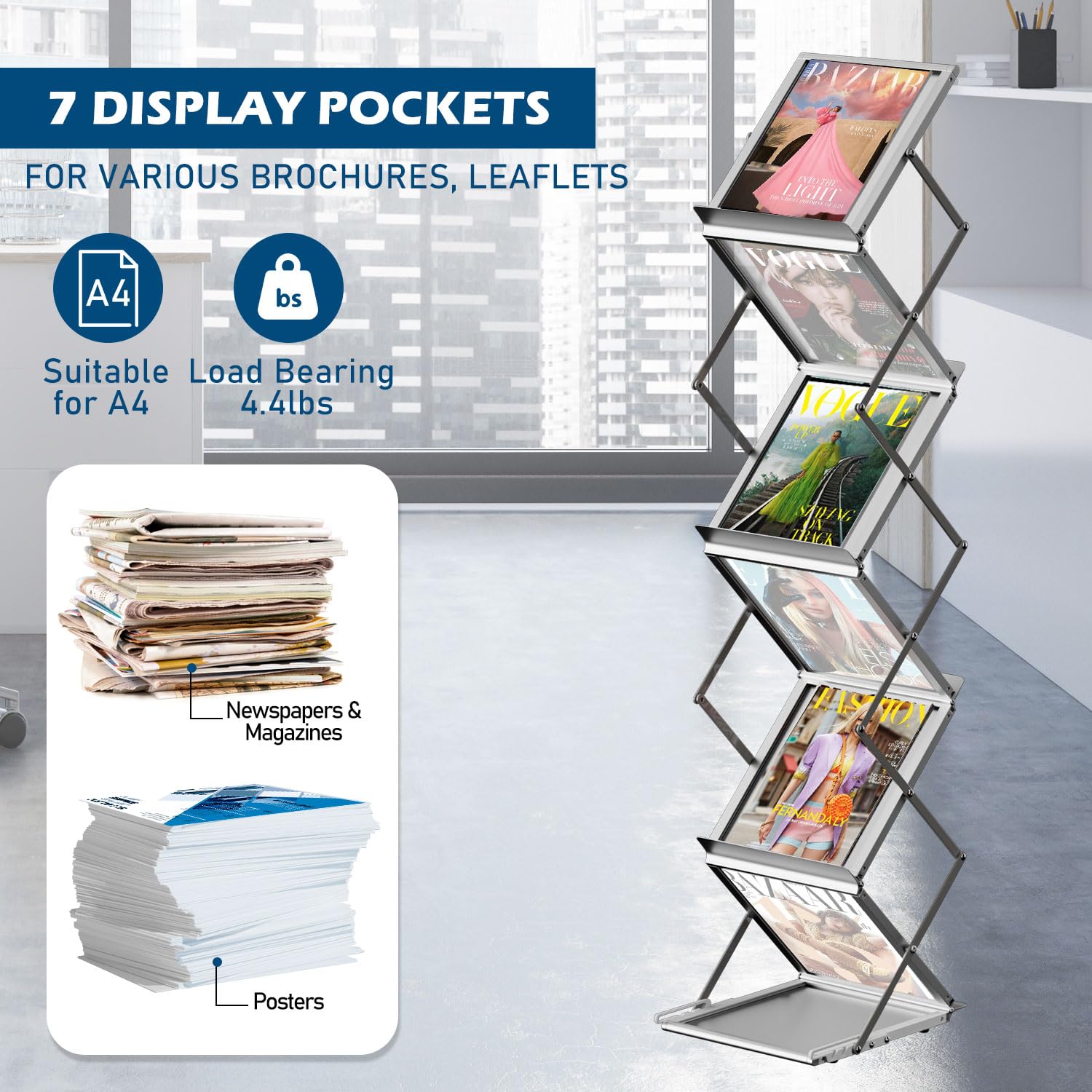 AceShow double-sided display with six pockets for multi-angle viewing
