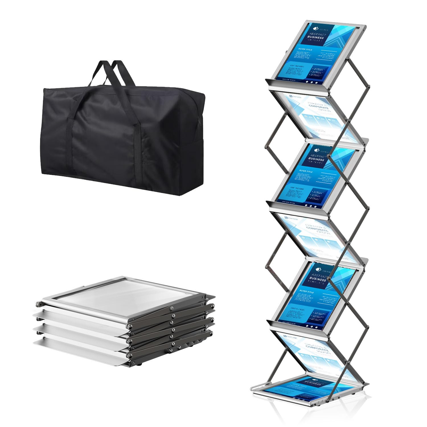 AceShow 6-pocket rack front view with double-sided brochure display