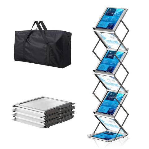 AceShow 6-pocket rack front view with double-sided brochure display