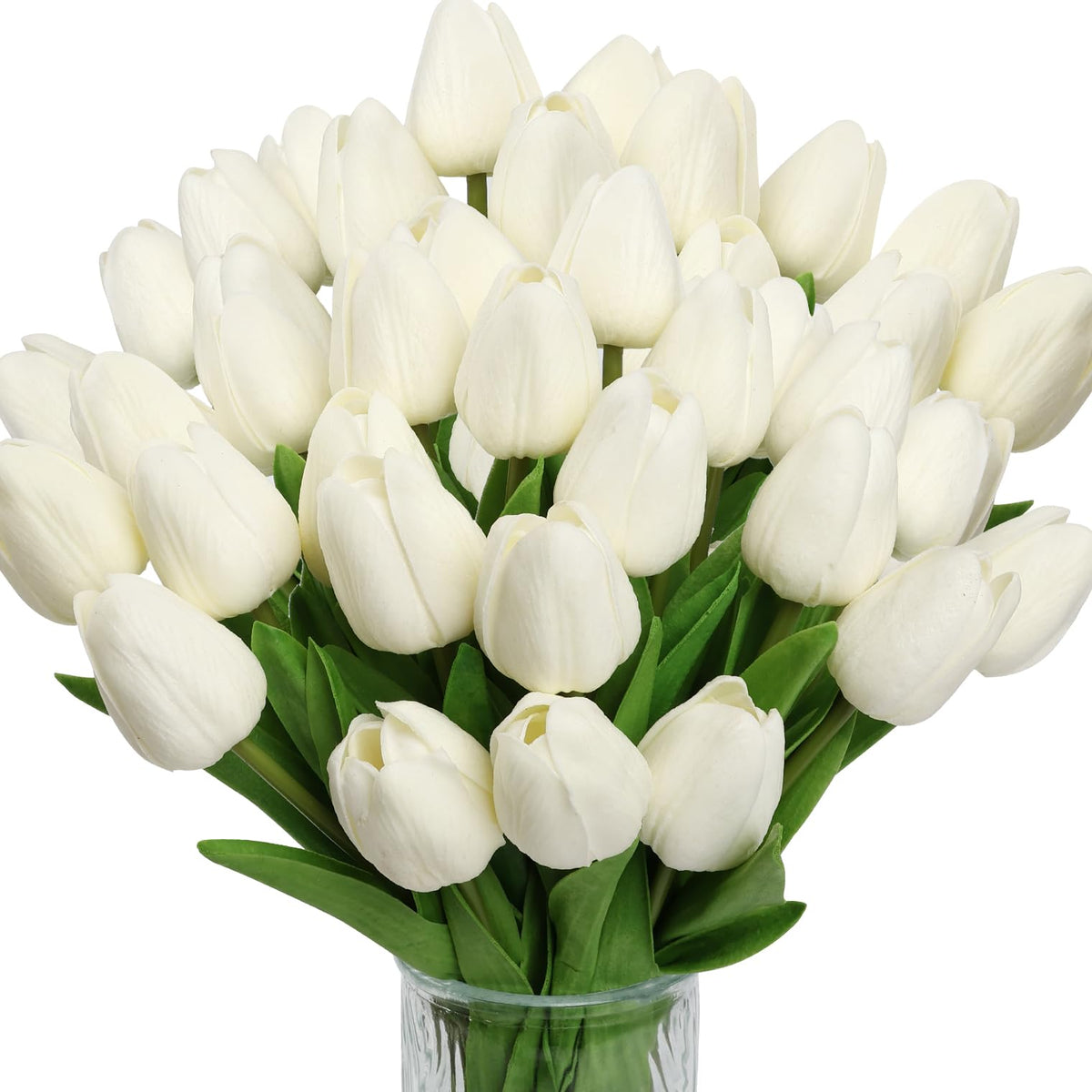 Achairder real-touch tulips bouquet in white adds timeless home decor charm.
