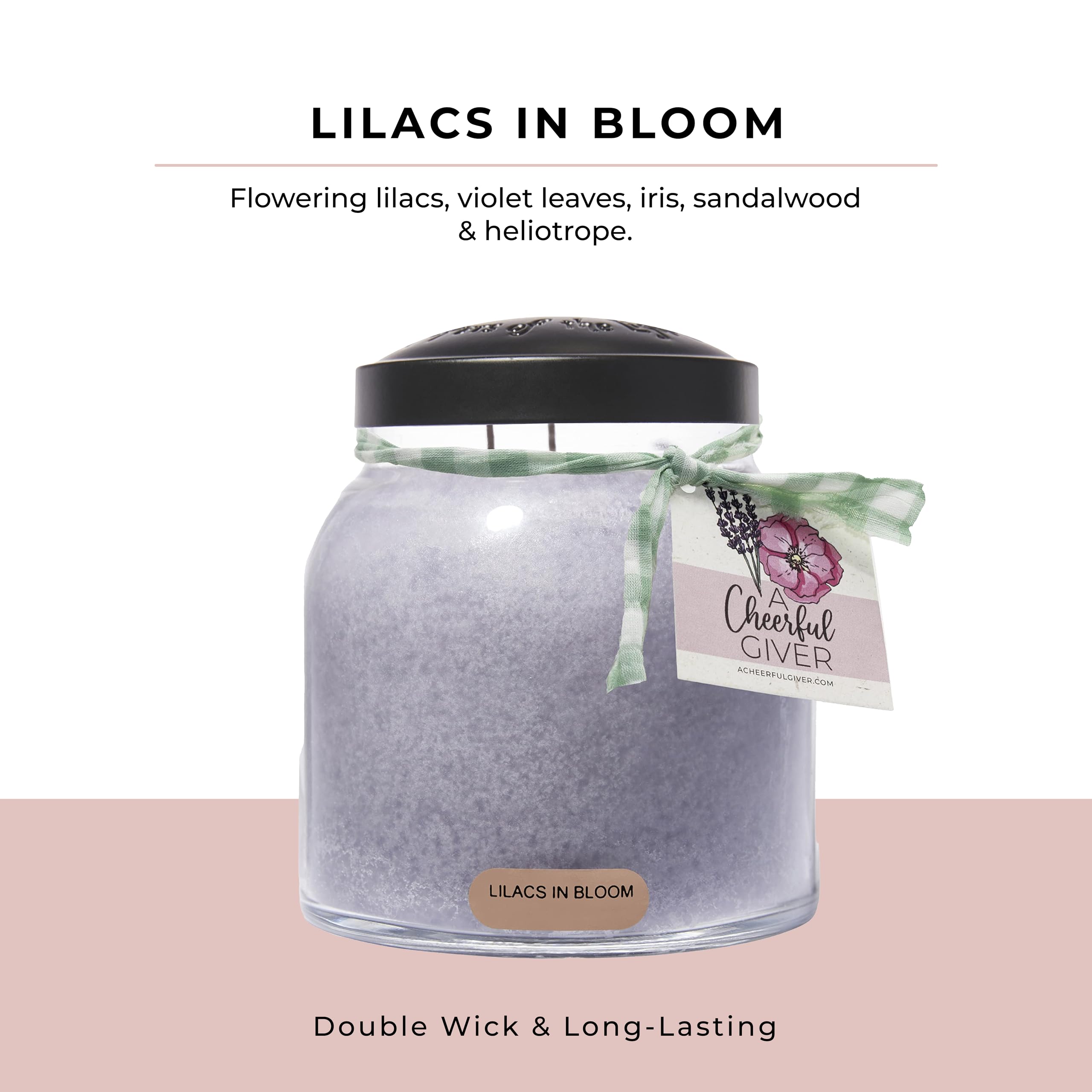 A Cheerful Giver 34oz candle with lid; long-lasting fragrance for rooms.