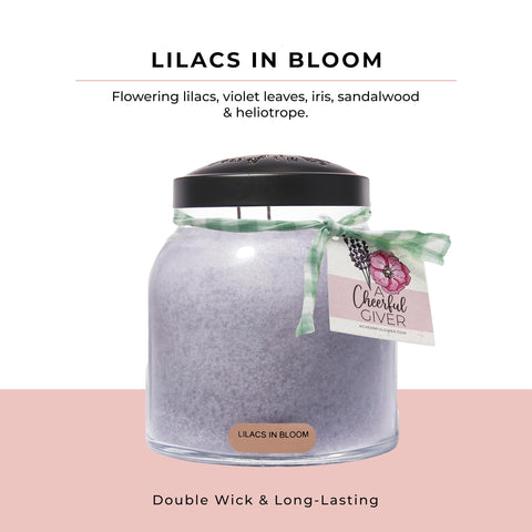 A Cheerful Giver 34oz candle with lid; long-lasting fragrance for rooms.