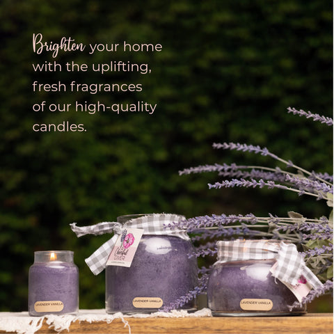 A Cheerful Giver Lavender Vanilla creates cozy ambiance in living or entertaining spaces.